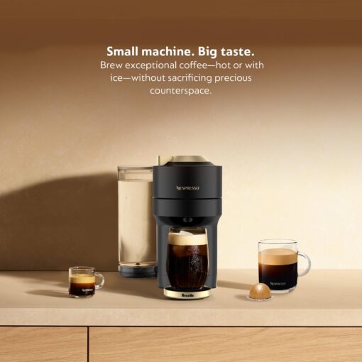 Nespresso Limited-Edition Vertuo Pop+ Deluxe Coffee and Espresso Maker by Breville with Milk Frother, Matte Black Gold - Image 6