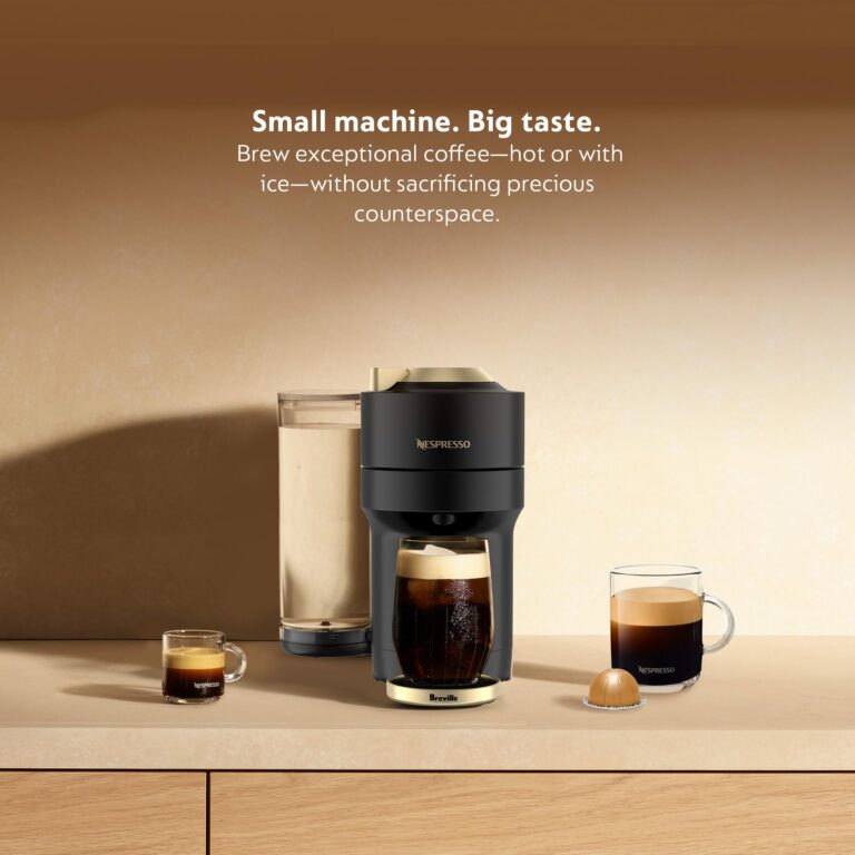 Nespresso Limited-Edition Vertuo Pop+ Deluxe Coffee and Espresso Maker by Breville with Milk Frother, Matte Black Gold - Image 6