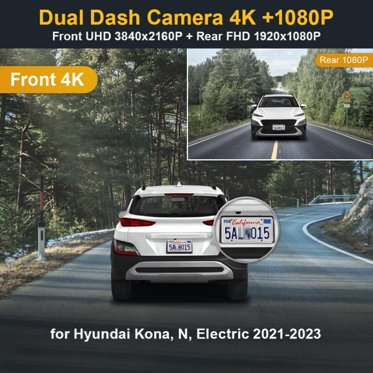 Fitcamx Dual 2160P+Rear 1080P Dash Cam for 2021-2023 Hyundai Kona (Part No#J9020) has Auto-Dimming, OEM Style, 2 Way HD Video, Built-in WiFi & APP, Loop Recording, G-Sensor, Easy to Set, 128GB Card - Image 7