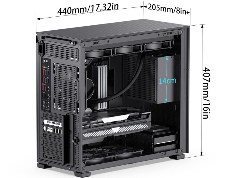 JONSBO D41 MESH SC Black ATX Computer Case with Screen, ATX PC Case Mid Tower/Support RTX 4090(335-400mm) GPU 360/280AIO,Power A-TX/SFX: 100mm-220mm Multiple Tool-Free Design,Black - Image 6