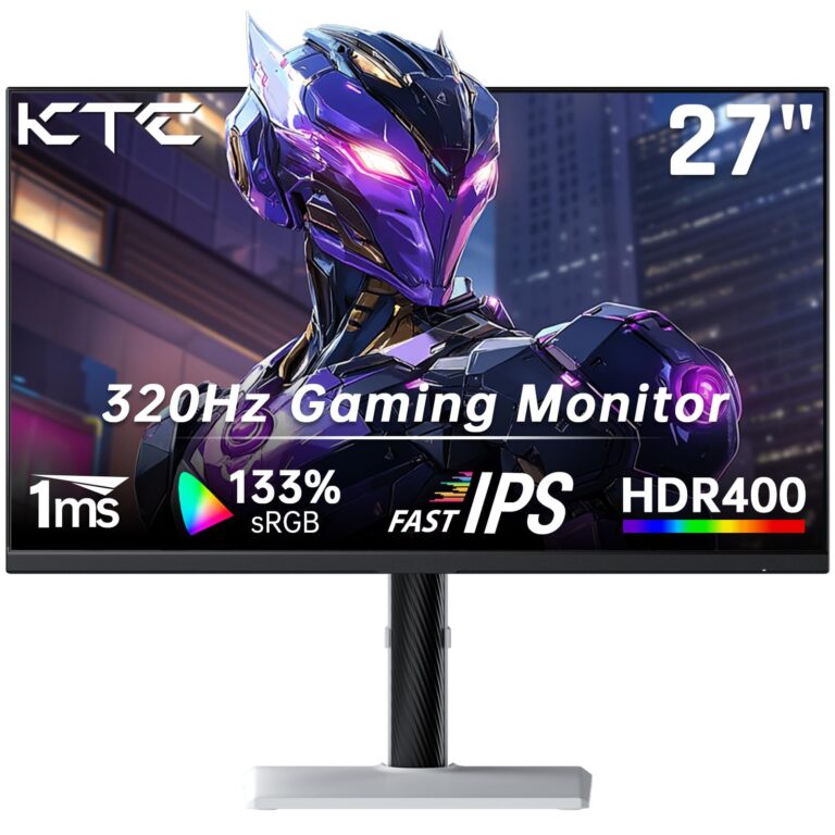 KTC Monitor 27-inch White Gaming Monitor WQHD (2560x1440) Fast IPS, 300Hz (Supports 320Hz via Overclocking) 1ms 144% sRGB High Brightness 450cd/㎡, Low Blue Light, Flicker-Free, 2 x HDMI, 1 x DP H27E6 - Image 3