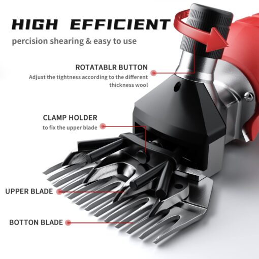 Dragro Cordless Electric Professional Sheep Shears, Sheep Clippers with 2 PCS Rechargeable Lithium Battery, 6 Speeds Heavy Duty Animal Grooming Clippers for Sheep Alpacas Goats Horse - Image 6