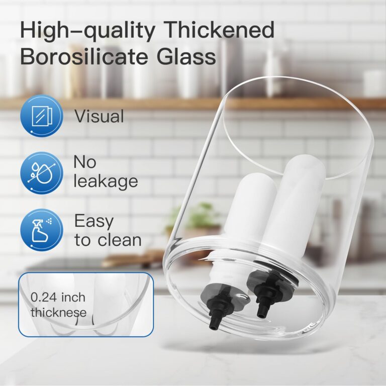 FACHIOO Gravity-Fed Water Filter System, 2.25G Glass Countertop System with 2 Ceramics Fluoride and Arsenic Reduction Elements, Metal Spigot, and Stand, Reduces Fluoride and Chlorine - Image 4