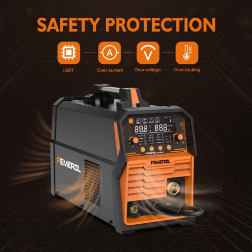 FEMEROL 250A MIG Welder,6 in 1 Gas MIG/Gasless Flux Core/Stick/Lift TIG/Spot Welding/Spool Gun Compatible Aluminum Welding Machine Large LED Display 110V/220V Multi Process Welder - Image 3