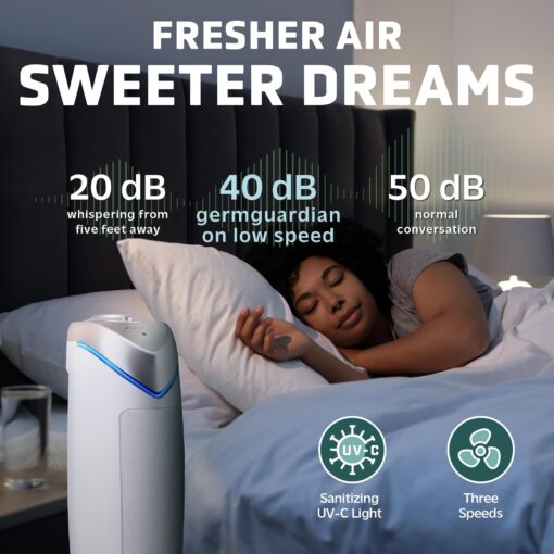 GermGuardian Air Purifier with HEPA 13 Filter, Removes 99.97% of Pollutants, Covers 743 Sq. Foot Room in 1 Hour, UV-C Light Helps Reduce Germs, 22 Inch, 2-Pack, White, AC4825W2PK - Image 7