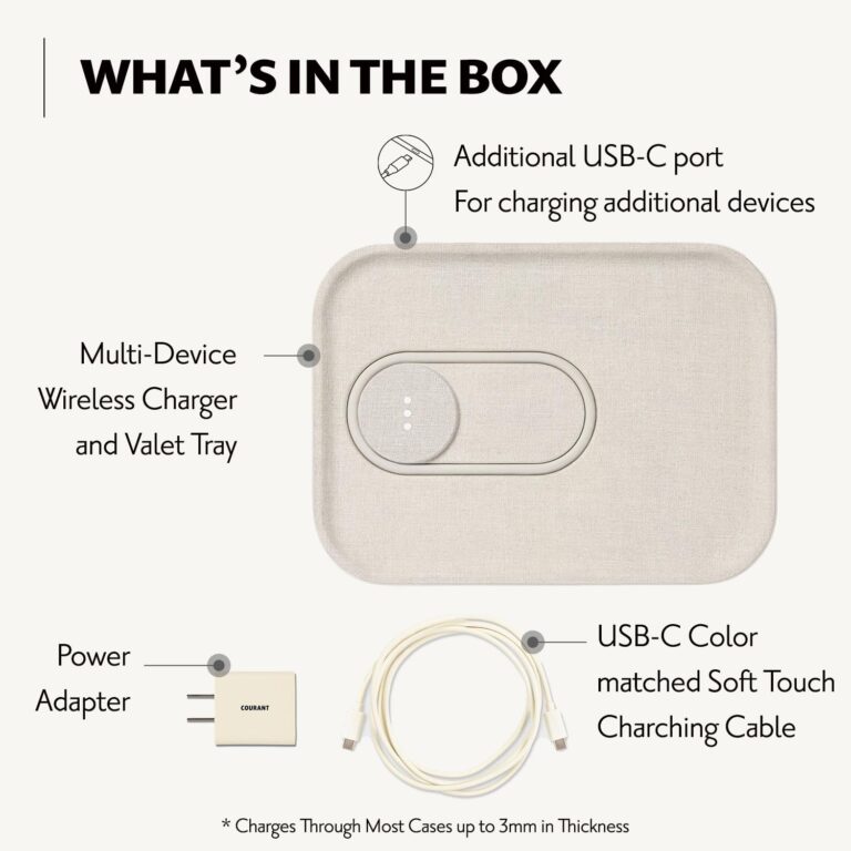 COURANT MAG:3 Charger and Tray - Belgian Linen, Multi-Device Charger Compatible with MagSafe iPhones 16, 15, 14, 13, 12 or Wireless AirPod Cases (Natural) - Image 3