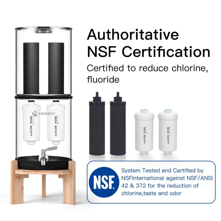 FACHIOO Glass Gravity-Fed Water Filter System, Countertop System with 2 Black NSF/ANSI 42 Certification Elements, 2 Fluoride, Metal Spigot and Stand, Reduces Fluoride and Chlorine, 2.25G - Image 9