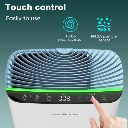 Jafända HEPA Air Purifier for Bedroom, Allergen Air Cleaners for Home Large Room up to 1226ft², Mold Air Purifiers for Home, True HEPA Air Filter Removes 99.97% Pet Dander/Hair, Pollen Dust Smoke&VOCs - Image 3