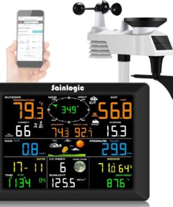 Sainlogic WiFi Weather Station, 8.3 inch Large Display Wireless Indoor Weather Stations with Rain Gauge and Wind Gauge,Weather Forecast,Wunderground