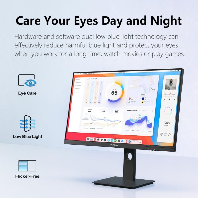 INNOCN 27" Monitor 120Hz FHD 1920 x 1080p IPS PC Computer Desktop Gaming Display Built-in Speaker, Eyes Care, Height/Pivot Adjustable, HDMI, VGA, VESA Mountable - Black, 27D1FR - Image 4