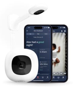 Nanit Pro Smart Baby Monitor & Wall Mount – 1080p Secure Wi-Fi Video Camera, Sensor-Free Sleep & Breathing Motion Tracker, 2-Way Audio, Sound & Motion Alerts, Night Vision, and Breathing Band - White