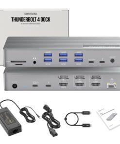 Thunderbolt 4 Dock with Displaylink Chipset - MacBook Docking Station Dual/Triple/Quad/Penta Monitor - 21 Ports 40Gbps, 150W Charging, 8K/4K Displays - Compatible with Window 10/11 Mac OS 10.2 & Above