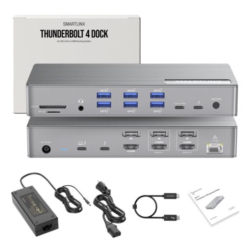 Thunderbolt 4 Dock with Displaylink Chipset - MacBook Docking Station Dual/Triple/Quad/Penta Monitor - 21 Ports 40Gbps, 150W Charging, 8K/4K Displays - Compatible with Window 10/11 Mac OS 10.2 & Above