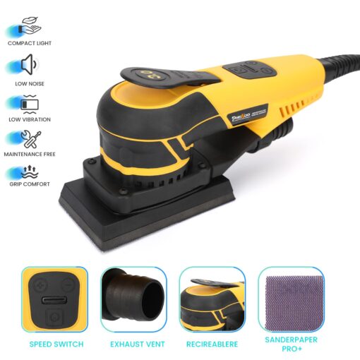 PHENDO 350W 3A Electric Delta Random Orbital Sander Mouse Sander with Pluggable Wire, Sanders for Woodworking, Primary Wood and Panel Processing,3MM - Image 8