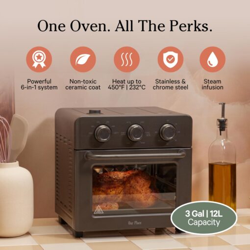 Our Place Wonder Oven | 6-in-1 Air Fryer & Toaster Oven with Steam Infusion | Compact, Countertop Friendly, Fast Preheat, Multifunctional | Air Fry, Toast, Roast, Bake, Reheat & Broil | Char - Image 6