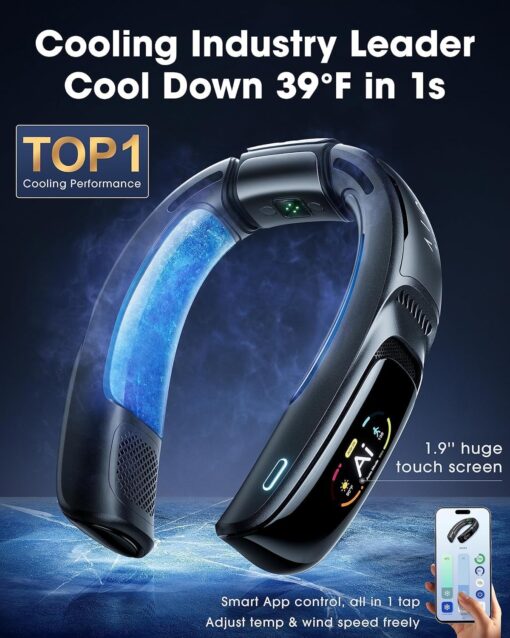 RANVOO No.1 Cooling A/C AICE 3 AI Neck Air Conditioner 7000mAh 30H [Full-body Cooling/Heating] for All Seasons [Health Monitor] Personal Neck Fan Cooler Heater Rechargeable Wearable Music Call Gift - Image 7