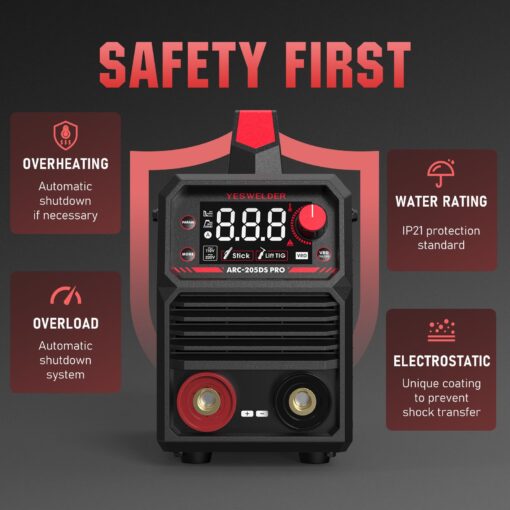 YESWELDER Stick Welder 205Amp Large LED Display Digital Inverter IGBT Welding Machine,110V/220V Dual Voltage Hot Start Portable MMA ARC Welder Machine - Image 3