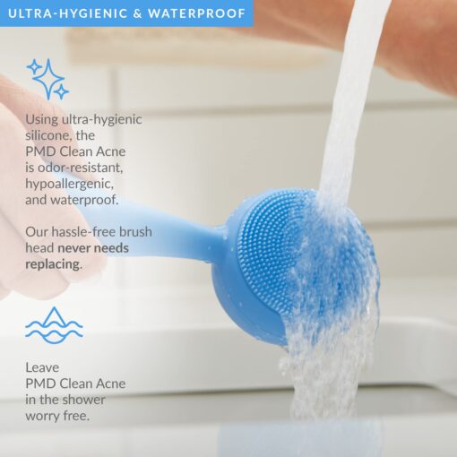 PMD Beauty Facial Cleansing Brush - Smart Silicone Brush with Blue Light Treatment - SonicGlow Vibration - Waterproof Device for Acne - Image 7