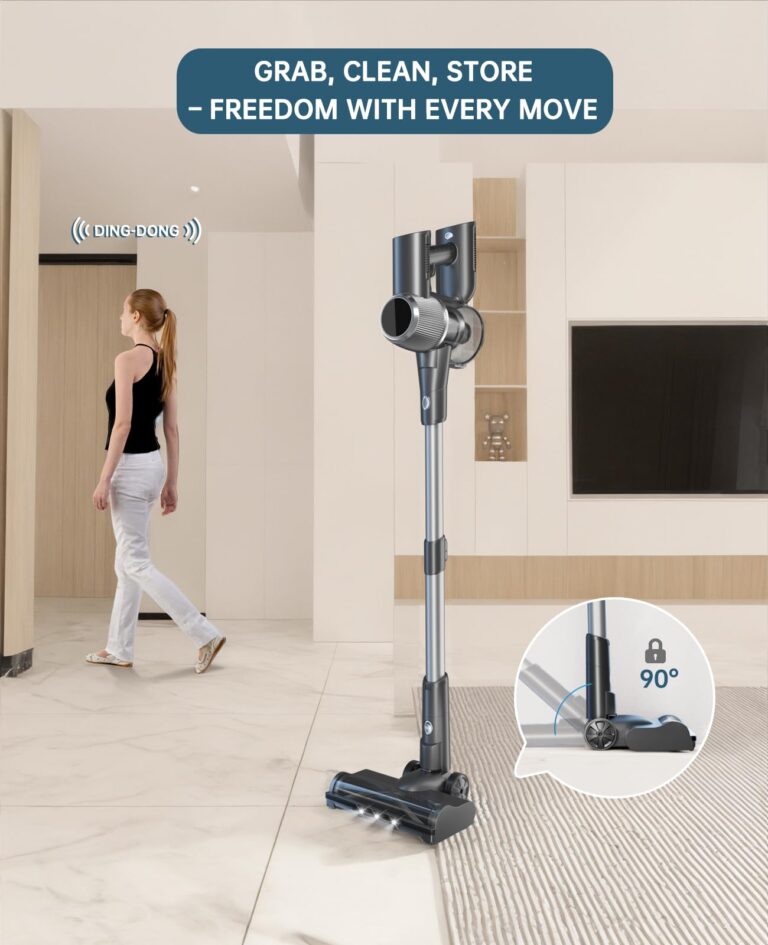 Cordless Vacuum Cleaner, 500W 45KPA 60 Mins Self-Standing Vacuum Cleaners for Home, Anti-tangle Stick Vacuum with Dual LED Screen, Rechargeable Cordless Vacuum for Pet Hair/Carpet/Floor (Deep Gray) - Image 6