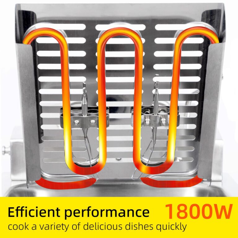 JOHAKYU 13Lbs/6L Electric Commercial Deep Fryer with Basket, Timer & Drain - Swung Up Fryer Head, 120V 1800W Stainless Steel Countertop Deep Fryer for Home & Restaurant Use - Image 3