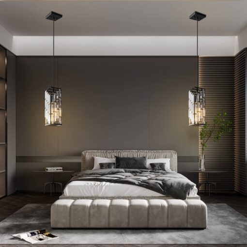 FDPBY Black Pendant Lighting Modern Pendant Light, Mini Crystal Chandeliers,Adjustable Pendant Light Fixture for Kitchen Island Dinning Room Bedroom (3 Pack) - Image 2