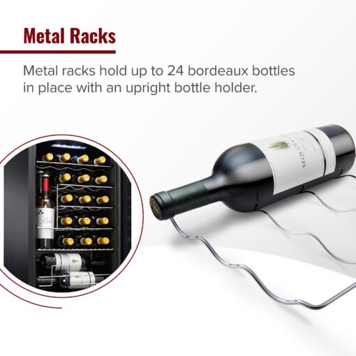 Wine Enthusiast 24-Bottle Compressor Wine Cooler with Upright Bottle Storage - Freestanding Wine Refrigerator with Digital Touchscreen and LED Temperature Display - Image 4