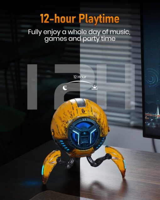 GravaStar Loudspeakers Mars Pro Portable Bluetooth Speaker New Version, Deep Bass Loud Stereo Sound, 15H Playtime, 6 RGB Lights, Dual Pairing, Portable for Home, Outdoors, Party, Camping, Home, Gifts - Image 3