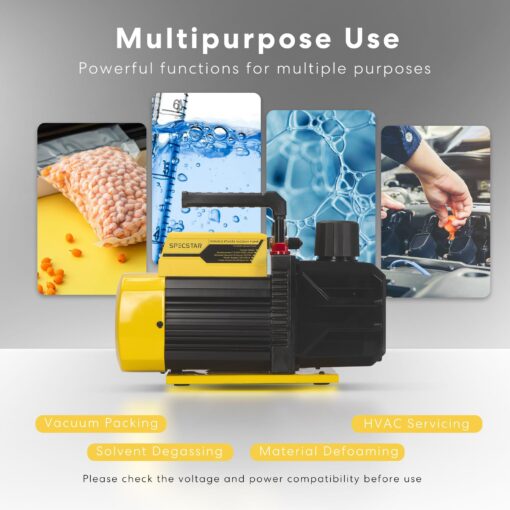 SPECSTAR 3/4 HP 7.2 CFM 110V Dual Stage Rotary Vane HVAC Air Vacuum Pump for R134a R12 R22 R502 R410a Systems with 2 Oil Bottles for Air Conditioner Servicing Resin Degassing and More - Image 3
