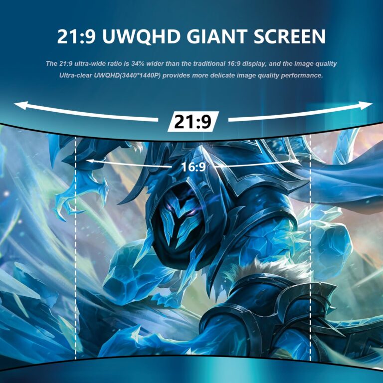 Raywego 34 inch Ultrawide Curved Computer Gaming Monitor 165Hz UWQHD 3440x1440,1500R -PIP,1ms (MPRT),HDR, 300nits, sRGB99%,FreeSync,HDMI2.0(TMDS) x2,DP1.4 x2,Eye Care,Support - Image 7