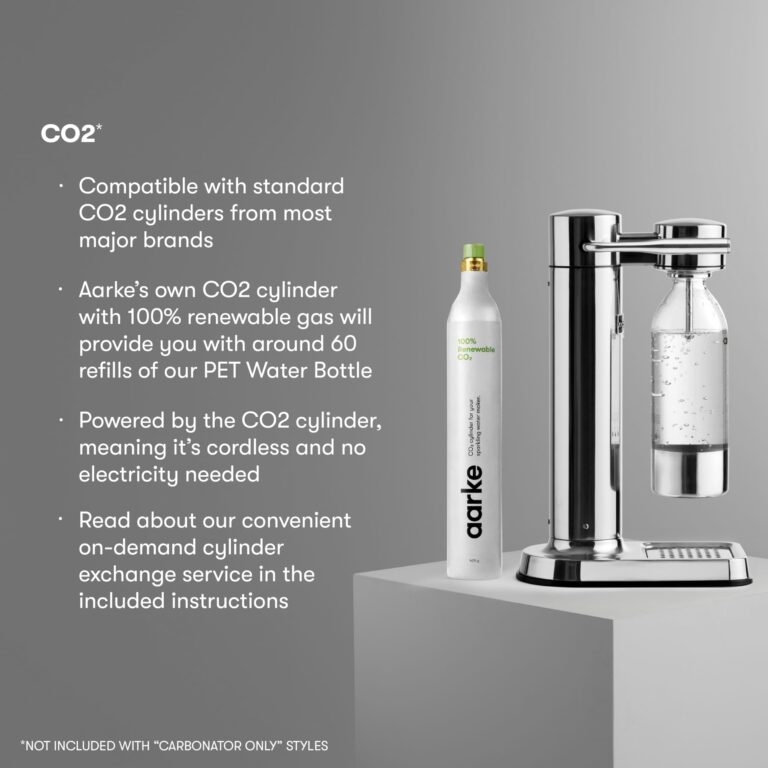 aarke Carbonator lll with CO2 Cylinder, Sparkling & Carbonation Water Machine, Stainless Steel with PET BPA-Free Reusable Bottle Volume 800 mL (Stainless Steel) - Image 6