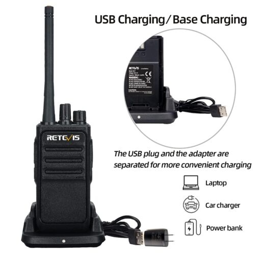 Retevis RT17 Walkie Talkie, Two Way Radio with USB Charging Base, VOX Handsfree Walkie Talkie for Business Healthcare School Restaurant Retail Church(10 Pack) - Image 5