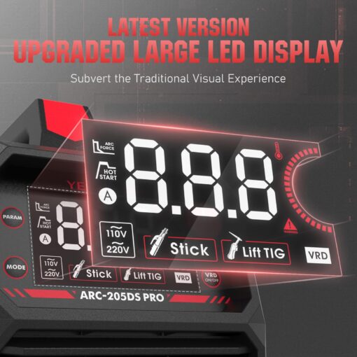 YESWELDER Stick Welder 205Amp Large LED Display Digital Inverter IGBT Welding Machine,110V/220V Dual Voltage Hot Start Portable MMA ARC Welder Machine - Image 7