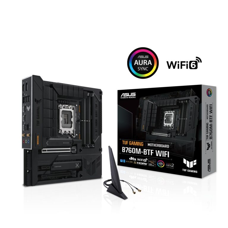 TUF Gaming B760M-BTF WiFi Intel B760 (LGA 1700) mATX Motherboard with DDR5, PCIe 5.0, 3X PCIe 4.0 M.2 Slots, 12+1 DrMOS, Wi-Fi 6, 2.5Gb LAN, DP, HDMI, USB 3.2 Gen 2x2 Type-C, Hidden Connector Design - Image 7