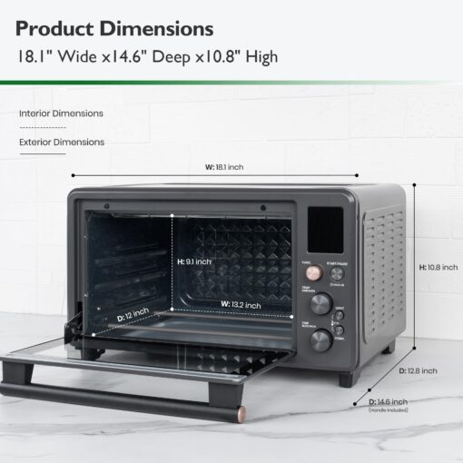 VAL CUCINA Infrared Heating Air Fryer Toaster Oven Combo, with Non-toxic Enamel-coated Interior, Extra Large Countertop Convection Oven 10-in-1 Combo, 6-Slice Toast, Enamel Baking Pan Easy Clean - Image 4