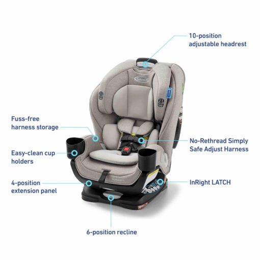 Graco Extend2Fit Convertible Baby Car Seat, Rear and Forward Facing, Adjustable Extension Panel for Extra Legroom, Ashten - Image 2