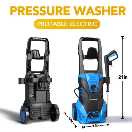 EVEAGE Electric Powerful Pressure Washer - 3500PSI Max 2.5GPM Power Washer with 20FT Hose 4 Quick Connect Nozzles, Soap Tank Clean Cars, IPX5 Car Wash Machine/Car/Driveway/Patio Clean - Image 2