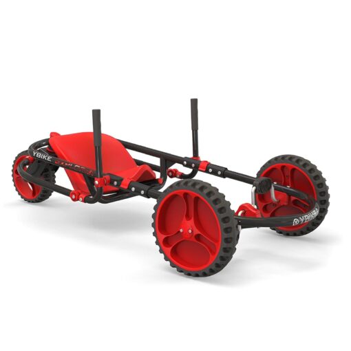 YBIKE Explorer Pedal Car - 3-Wheel Go Kart for Kids, Ride On Toys for Girls and Boys, Ages 4 & Up, Steer with Handles, Adjustable Frame & Seat, Up to 155 lbs, Red & Black