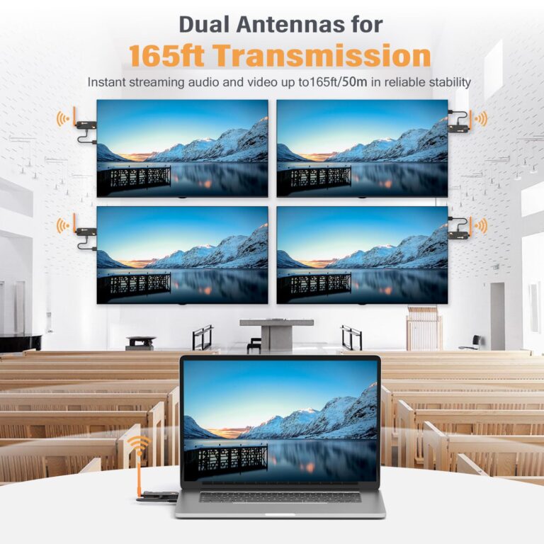 Wireless HDMI Transmitter and 3 Receivers, Support Up to 6 Receivers, 5.8G WELUSOPU HDMI Wireless Extender Streaming Content for PC Laptop Camera Cable Box to Multiple TVs Monitors Projectors -165FT - Image 8