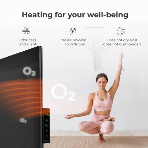 AENO Infrared Heater - With Thermostat - 700 Watt Energy Saving Panel Electric Heater - Smart Wall Mount or Freestanding Space Heater For Indoor with WiFi, Reddot Winner 2023, Black - Image 5