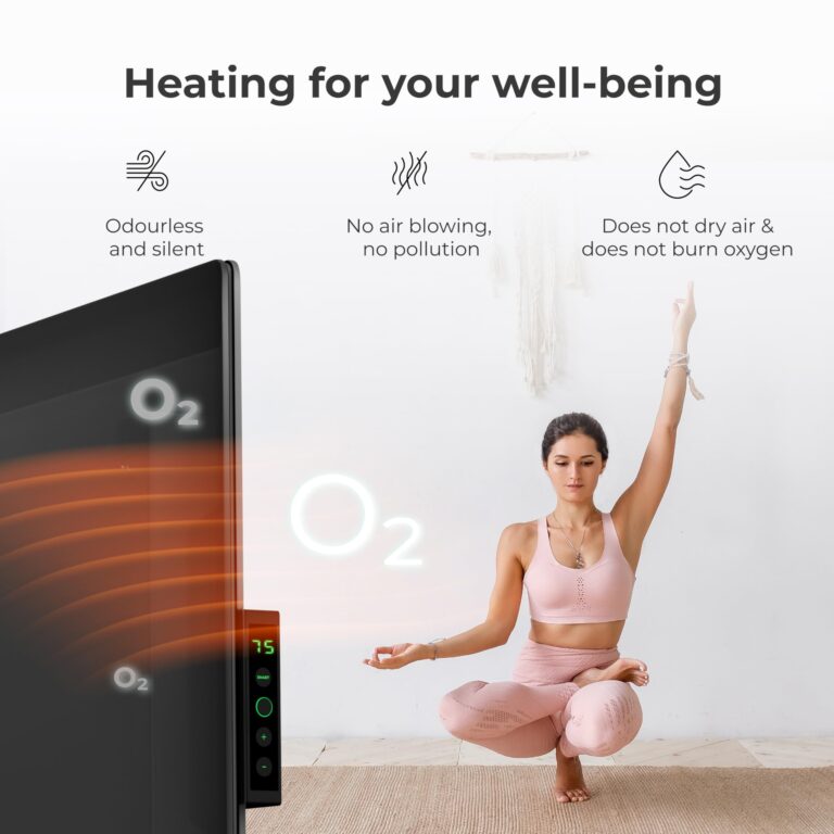 AENO Infrared Heater - With Thermostat - 700 Watt Energy Saving Panel Electric Heater - Smart Wall Mount or Freestanding Space Heater For Indoor with WiFi, Reddot Winner 2023, Black - Image 5