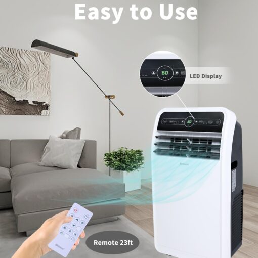 Shinco 12,000 BTU Portable Air Conditioner, Portable AC Unit with Built-in Cool, Dehumidifier&Fan Modes for Room up to 400 sq.ft, with Remote Control, 24 Hour Timer, Installation Kit - Image 5