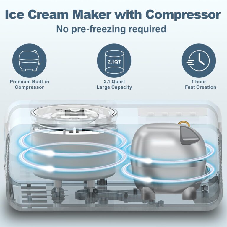 2.1 QT Ice Cream Maker with Compressor, LCD Digital Display & Timer, No Pre-freezing, Automatic Electric Ice Cream Machine for Homemade Use - Image 7