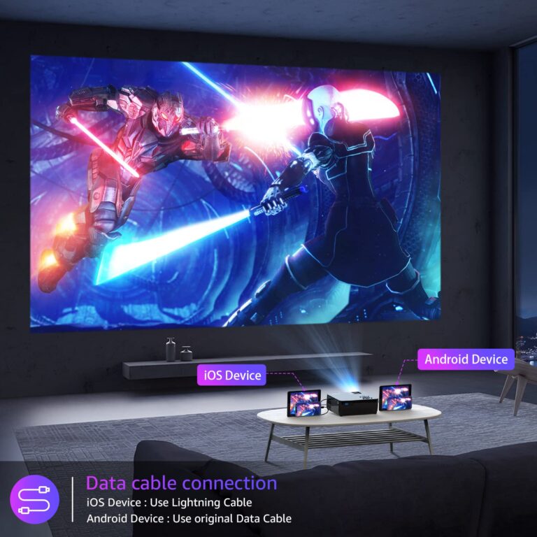 Projector with 5G WiFi and Bluetooth, Native 1080P Projector[Projector Screen Included], Full HD 18000LM Movie Projector, 300" Display Support 4k Home Theater, Compatible with Phone/Laptop/TV Stick - Image 3