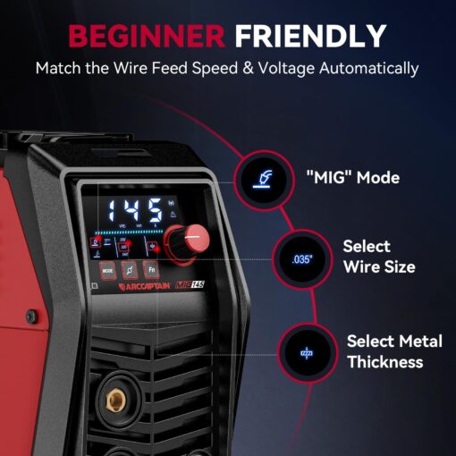 ARCCAPTAIN iControl MIG145 Pro 145A Flux Core MIG Welder 110V Welding Machine Gasless MIG Welder Flux MIG/MMA Stick/Lift TIG, 3 in 1 Welder Machine with Synergy, Portable Welder, APP Control - Image 6