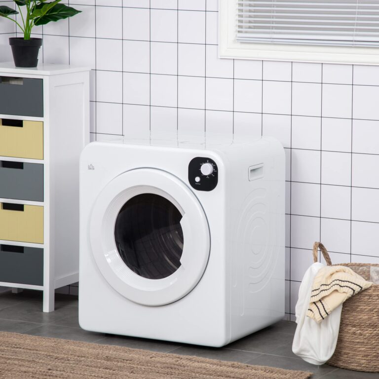 HOMCOM Portable Clothes Dryer, 120V 1300W Compact Laundry Dryer with Intelligent Drying, 3.2 cu.ft Stainless Steel Drum, Front Load Electric Dryer for Apartments, Dorms, RVs, White - Image 9