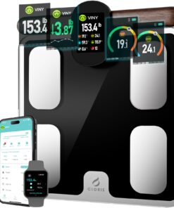 CLORIS 8 Electrodes Digital Smart Scale for Body Weight Fat Accurate BMI Muscle Mass 28 Body Composition Measurement Health Analyzer with App Bluetooth, Full-Color TFT LCD on Retractable Handle