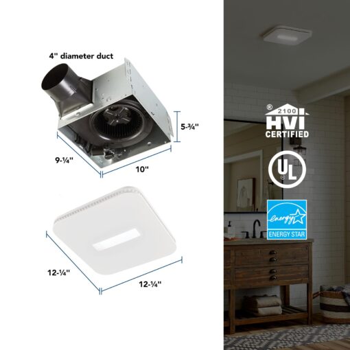 Broan-NuTone, 110 CFM AER110CCTK CleanCover Bath, 1.0 Sone, with Selectable CCT LED Light, ENERGY STARBath Fan, White - Image 5