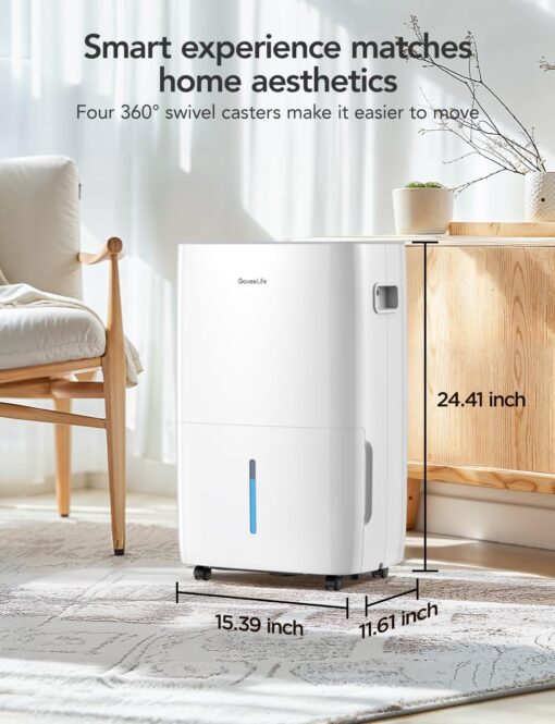 GoveeLife Dehumidifier for Home 4,500 Sq.Ft, 50 to 109 Pint Smart Auto Humidity Control, Drain Hose, 2.0Gal Bucket, Energy Star Most Efficient Compressor Dehumidifiers for Basement, Bathroom, Bedroom - Image 9