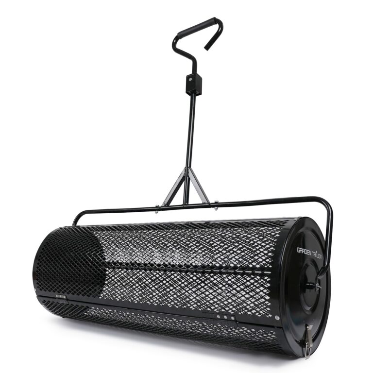 Garden Tailor Compost Spreader 44 Inch Towable Peat Moss Spreader with Installation Accessories, Metal Mesh Roller Lawn Spreader for Top Soil, Manure, Mulch, Top Dressing - Garden spreaders for lawns