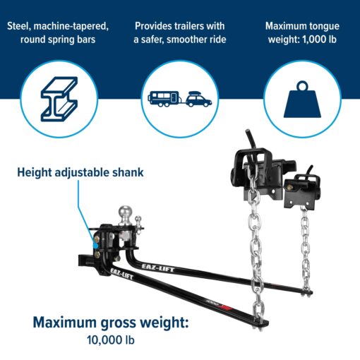 Camco EAZ-Lift Elite 800lb Weight Distribution Hitch Kit with Sway Control (48057) - Image 6